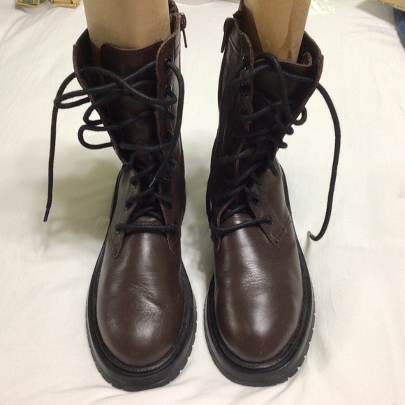 Zara Brown Lace Up Boots - Picture 1 of 13